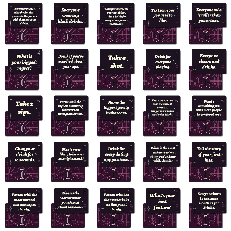 50 Party Card Drinking Game Fun Challenge Cards, Friends Multi-party Interactive Card Board Game