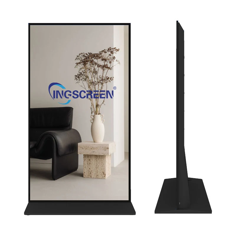 Split Screen Floor Standing Digital Signage 4K Full HD Vertical LCD Advertising Player with Cloud CMS Software for Business