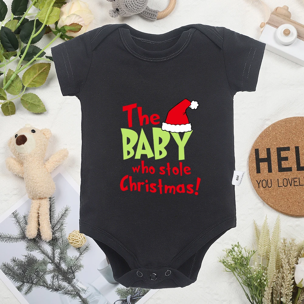 The Baby Who Stole Christmas Newborn Clothes Fun and Comfortable Short Sleeves Casual Outdoor Soft Toddler Bodysuit