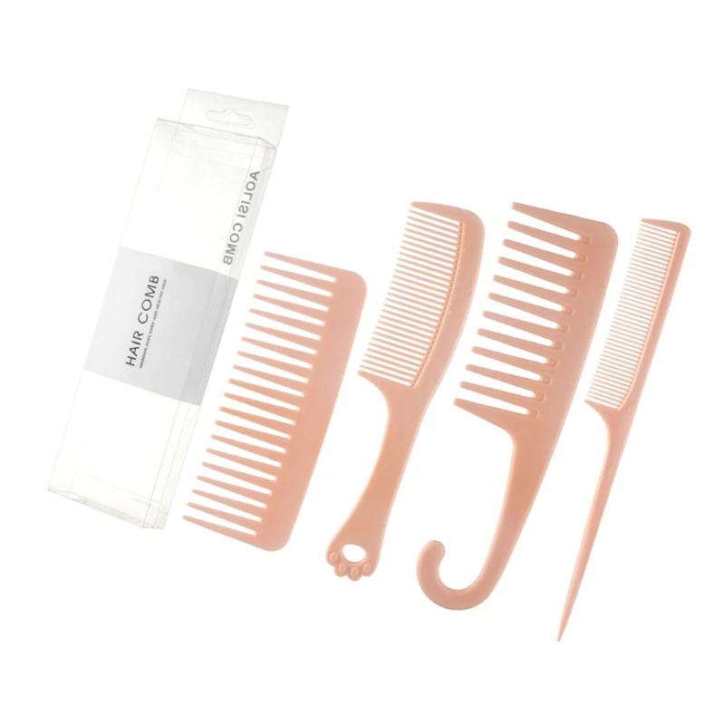 หวีผมอเนกประสงค์ 4 ชิ้นชุดฟันกว้างหวีผมจัดแต่งทรงผมหวีสำหรับ Nisex