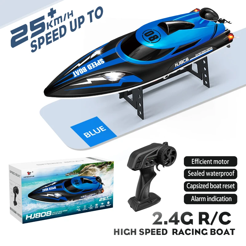 HJ808 RC Batterij Boot 2.4Ghz 25 km/u Hoge Snelheid Afstandsbediening Racing Schip Water Speedboot Kinderen model Speelgoed
