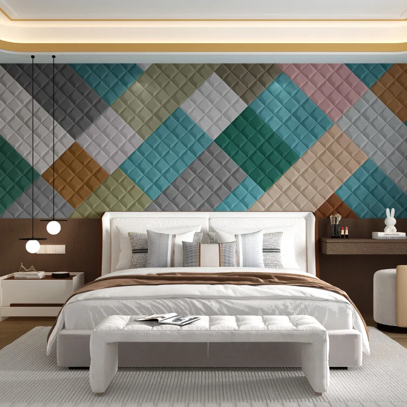 35x35cm Square Self Adhesive Wall Sticker Anti-Collision Soft Wall Padding for Kids Bedroom Living