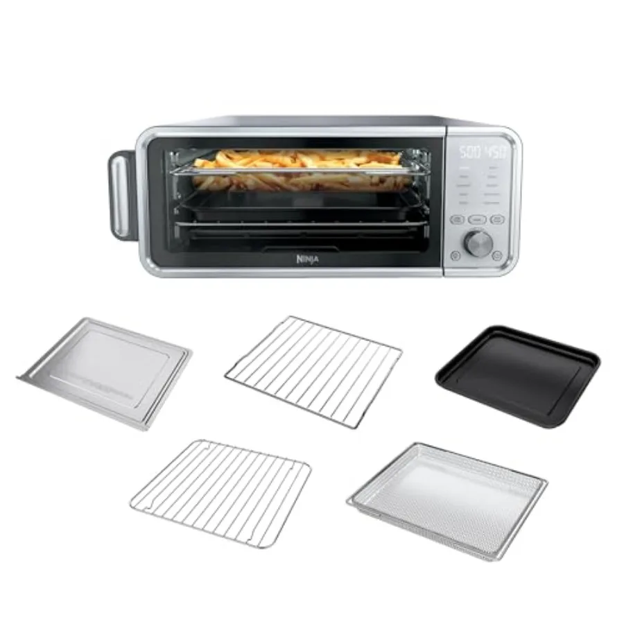 

10-in-1 Digital Air Fry Oven with Extra Large Capacity Flip Up and Away Stainless Steel Body Temperature Control Renewed Ideal