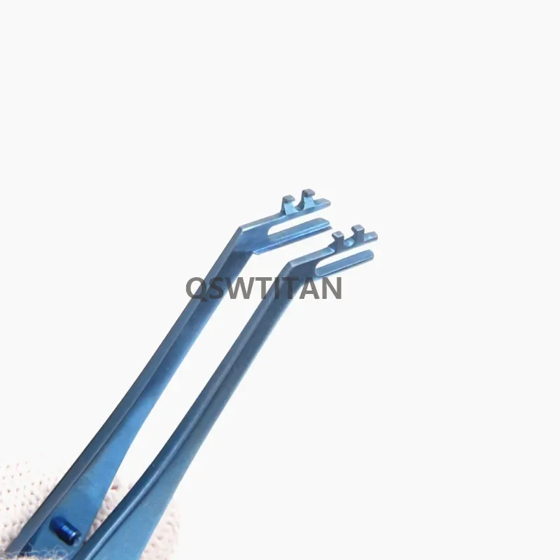 Pinça oftálmica de titânio 110mm, cabo plano, lente dobrável, instrumento cirúrgico oftálmico