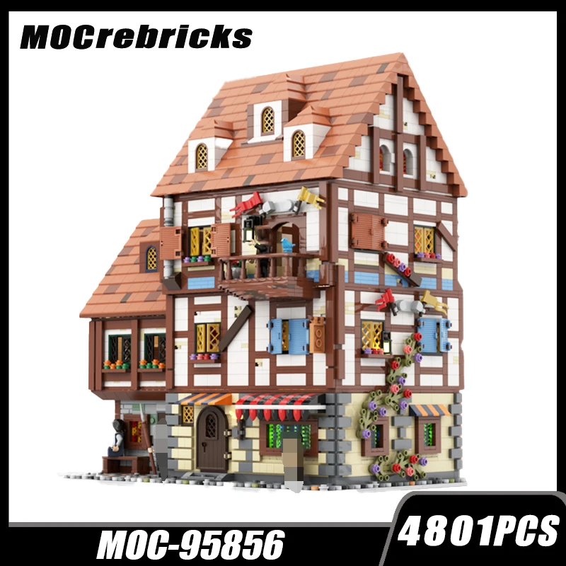 Medieval Street View Series Modular French House Building Block Architecture DIY Model High Difficulty Collection Brick Boys Toy