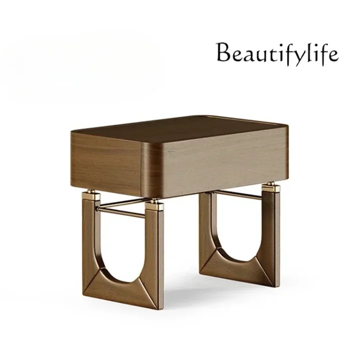 D36Italian minimalist style home improvement furniture model room storage acrylic solid wood bedside table
