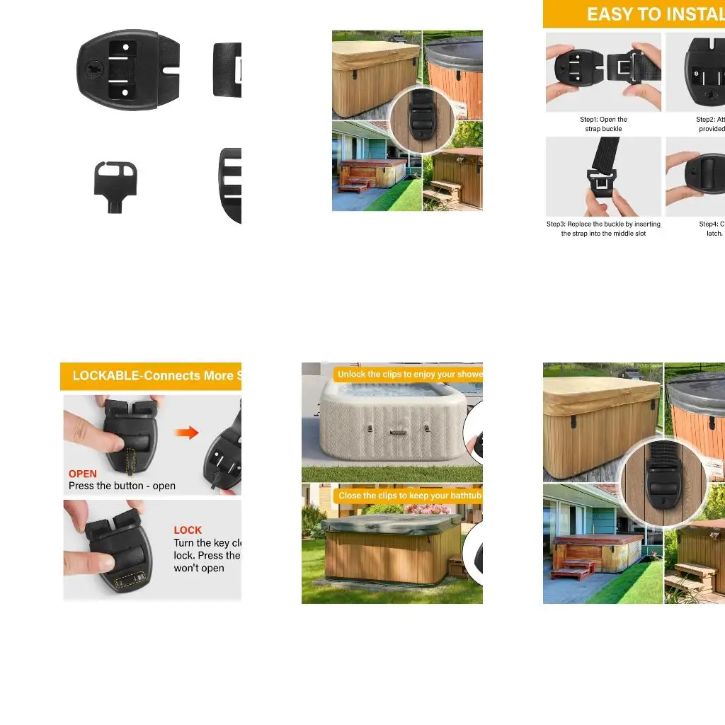 Weatherproof Spa Cover Fastener Secure Bath Tub Closure System With Stainless Screws Waterproof Cover Fasteners