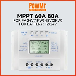 MPPT 60A 80A Solar Charge Controller 12V 24V Battery Charge Regulator for Solar Panel Lead-Acid Lithium Batteries