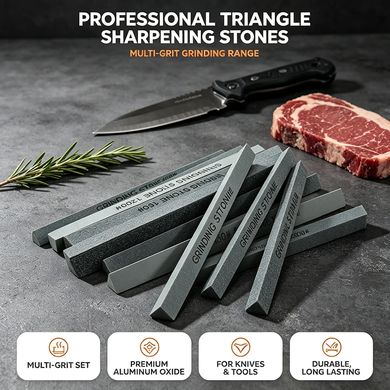 Knife Sharpening Tool Whetstone Set 80-3000 Grit Silicon Carbide Sharpening Stone Triangle Oil Stone for Kitchen Knife Scissors