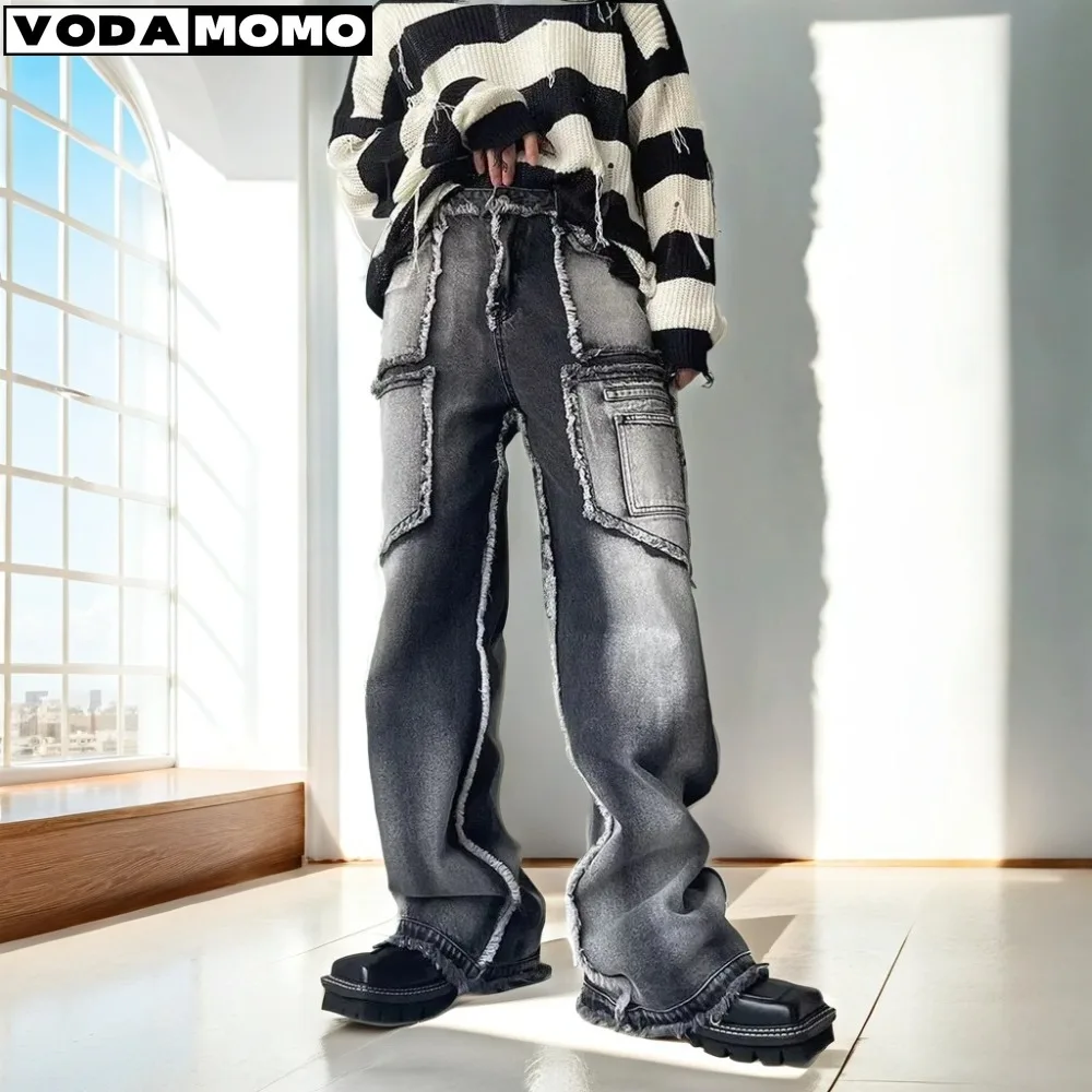 Herren Gothic Baggy Jeans Punk Y2k Streetwear Vintage 90er Jahre Frauen weites Bein Denim Männer Harajuku Wash Grunge Hose männliche Jeans