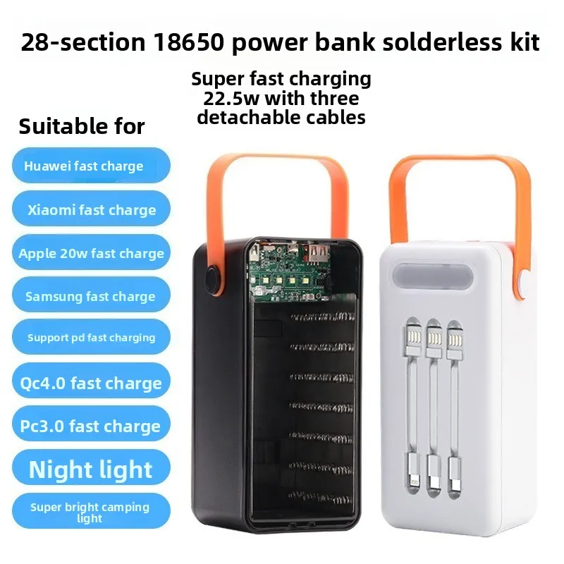 

22.5W DIY 28 18650 Battery Case Digital Battery Storage Box Fast Charger Solar Power Bank Housing Welding Free Power Supply Kit