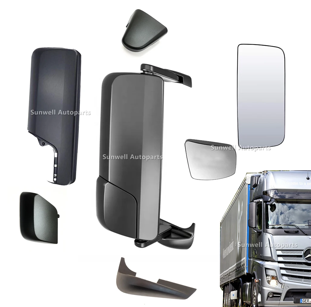 For Mercedes Benz Actros MP4 Side Rearview Mirror Lens Glass With Heating Replacement Mirror Covers Cap Shell Housing