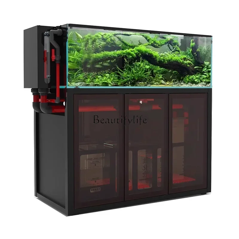 Industrial Wind Aquarium Bottom Filter Ultra-White Glass Back Overflow Ecological Fish Globe