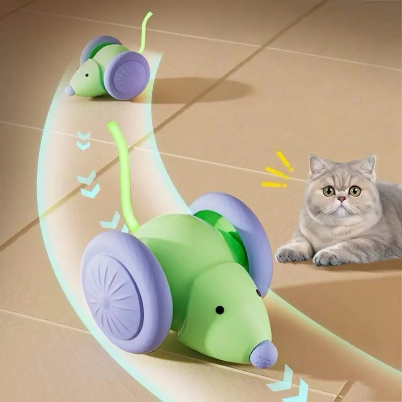 Electric Mouse Car Interactive Cat Toy Automatic Rechargeable Intelligent Obstacle Avoidance Teaser Kitten Pet Plaything