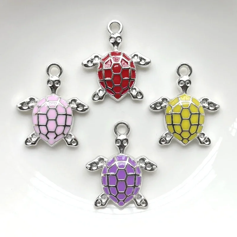 10pcs 28x24mm acrylic colored turtle pendants for jewelry making DIY jewelry discovery bracelets and earrings accessories