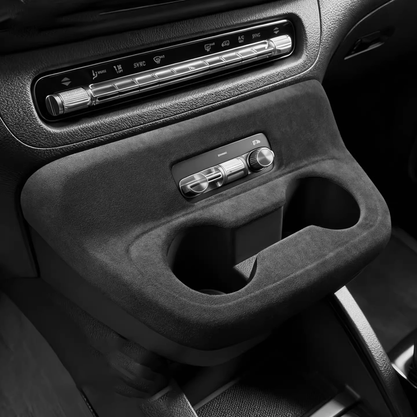 

Super Suede Overlay Interior Trim for Mercedes Benz Vito W447 2024 2025 2026 Car Center Console Water Cup Panel Decorative Cover