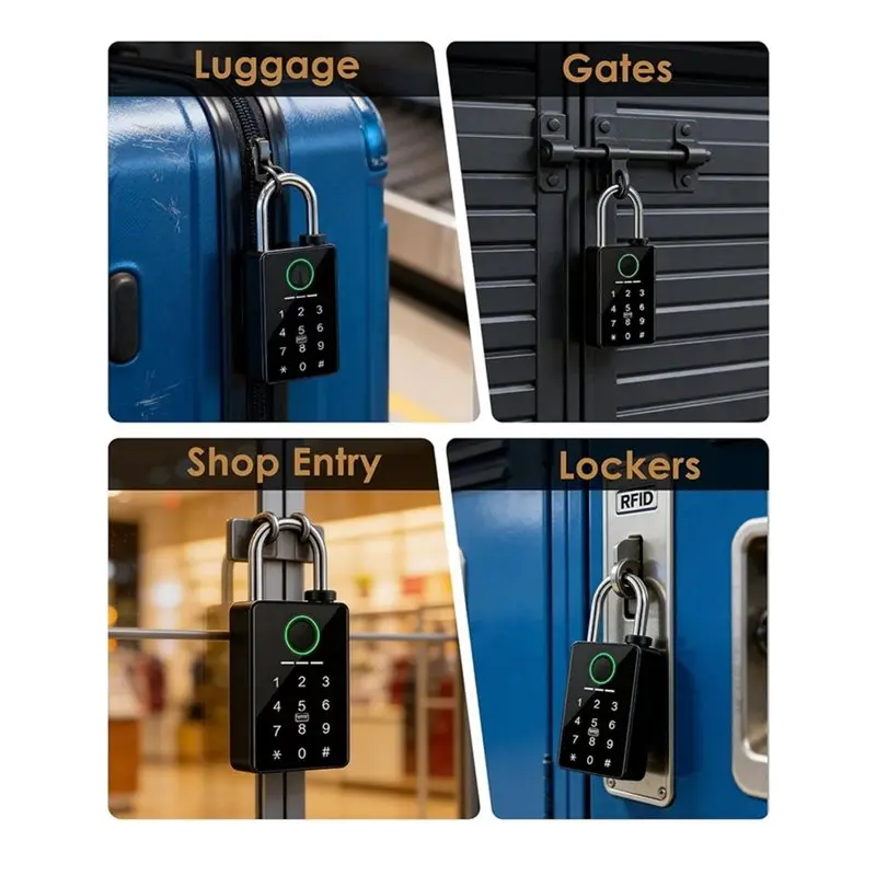 ABDJ-Tuya Smart Door Lock Fingerprint Padlock Password APP Card Key Unlock RFID Electronic For Outdoor Gate System