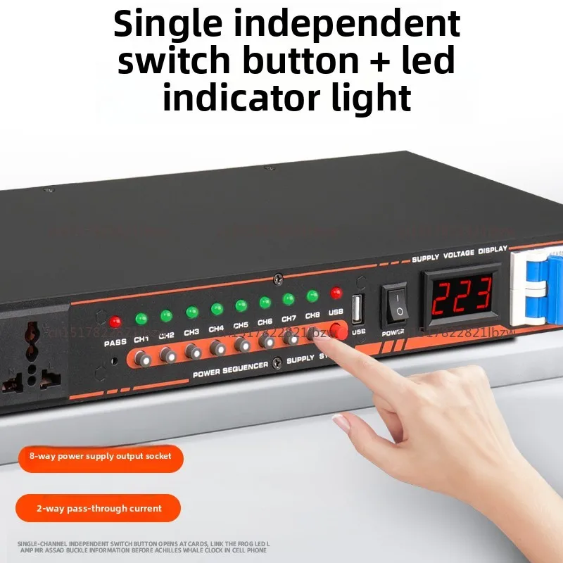 Professional Filter Power Sequencer 8 + 2, Domestic KTV Performance Conference Cabinet, Power Outlet, Manager, Controller