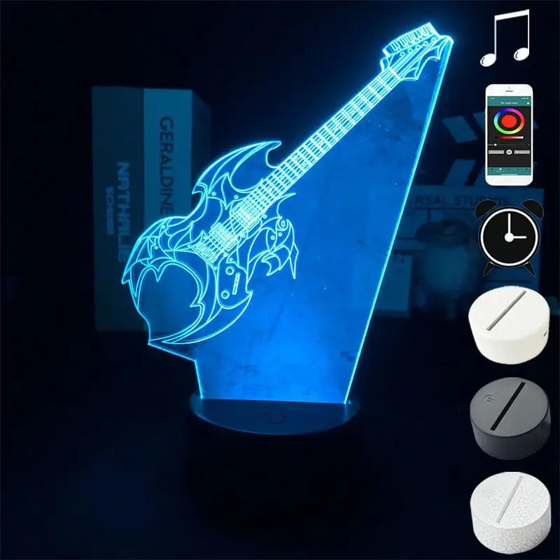 E-Gitarre führte Nachtlicht mit Touch-Taste 7 bunte Tisch licht musikalische Illusion 3d Schreibtisch lampe für Raum dekoration Geschenk