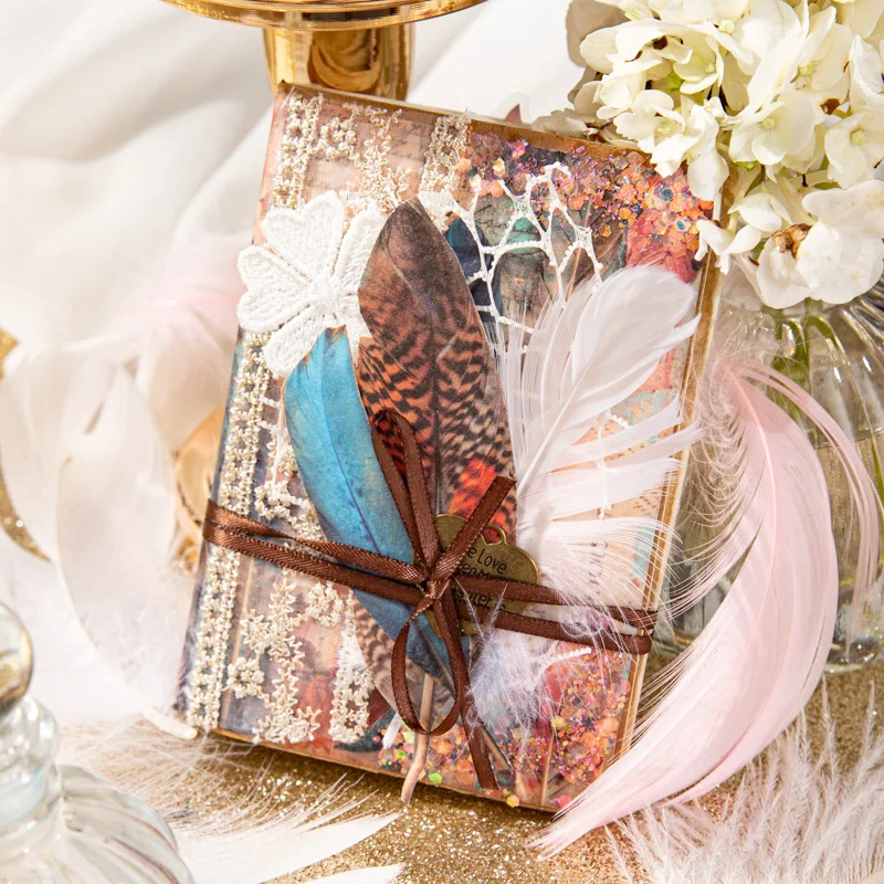 30pcs/set Three-dimensional Simulation Background Material Paper, Feather Letter, Flower Handbook Base Junk Journal Decoration