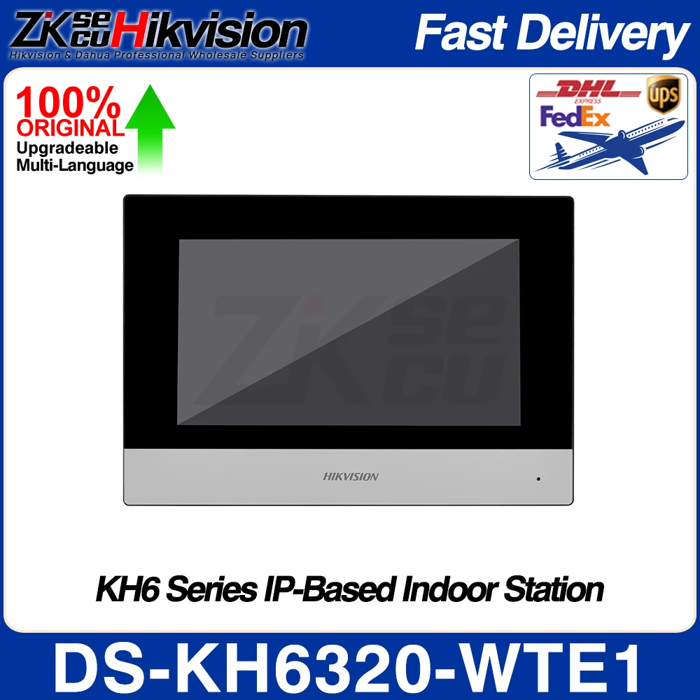 HIKVISION DS-KIS603-P 다국어 POE IP 비디오 인터콤 키트, DS-KV6113-WPE1 및 DS-KH6320-WTE1 통화 단추 포함, 802.3af