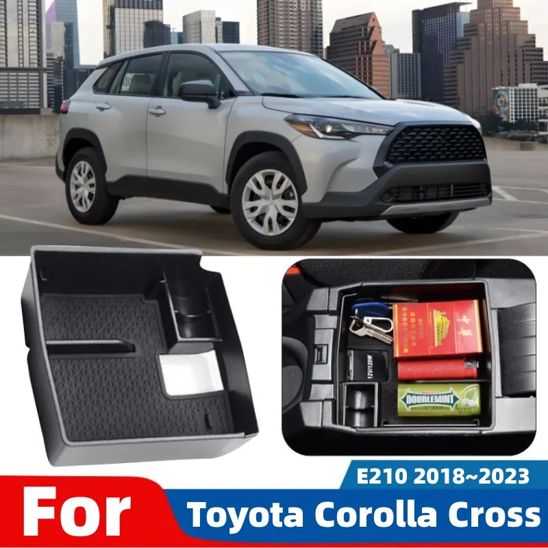 لتويوتا كورولا كروس E210 2018 ~ 2023 سيارة مركز وحدة التحكم مسند الذراع صندوق تخزين غطاء أشتات ترتيب درج منظم اكسسوارات #1