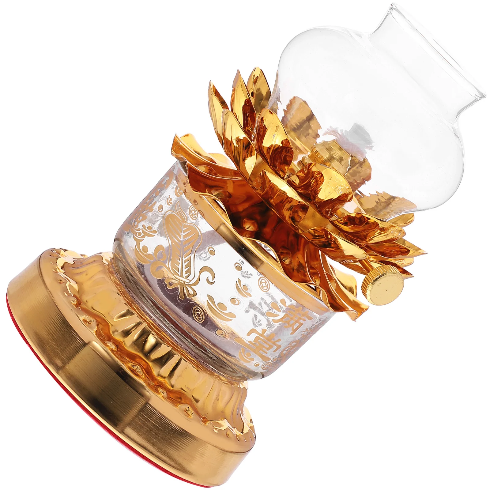 

Small Alloy Oil Lamp for Buddha Offering Creative Liquid Dimming Design Temple Home Decor Windproof Indoor Use