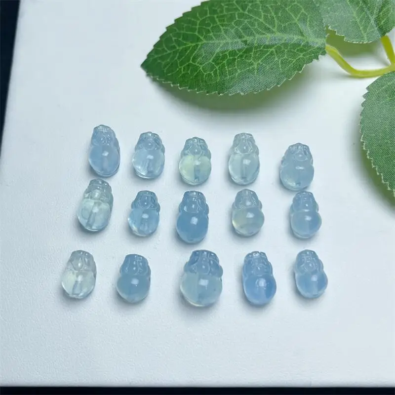 3PCS Natural Aquamarine pixiu carving Pendant Reiki Healing Stone DIY Accessories Holiday Birthday Gift 10-12MM