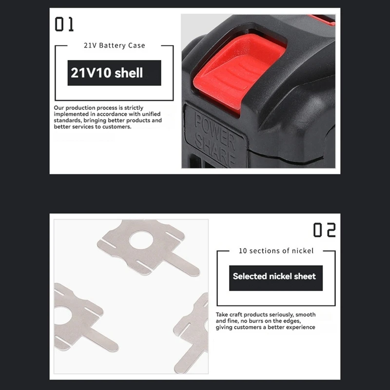 리튬 이온 배터리 케이스 키트, 배터리 팩 액세서리, 회로 기판 포함, 18650 배터리 셀, 전동 공구 액세서리, 21V