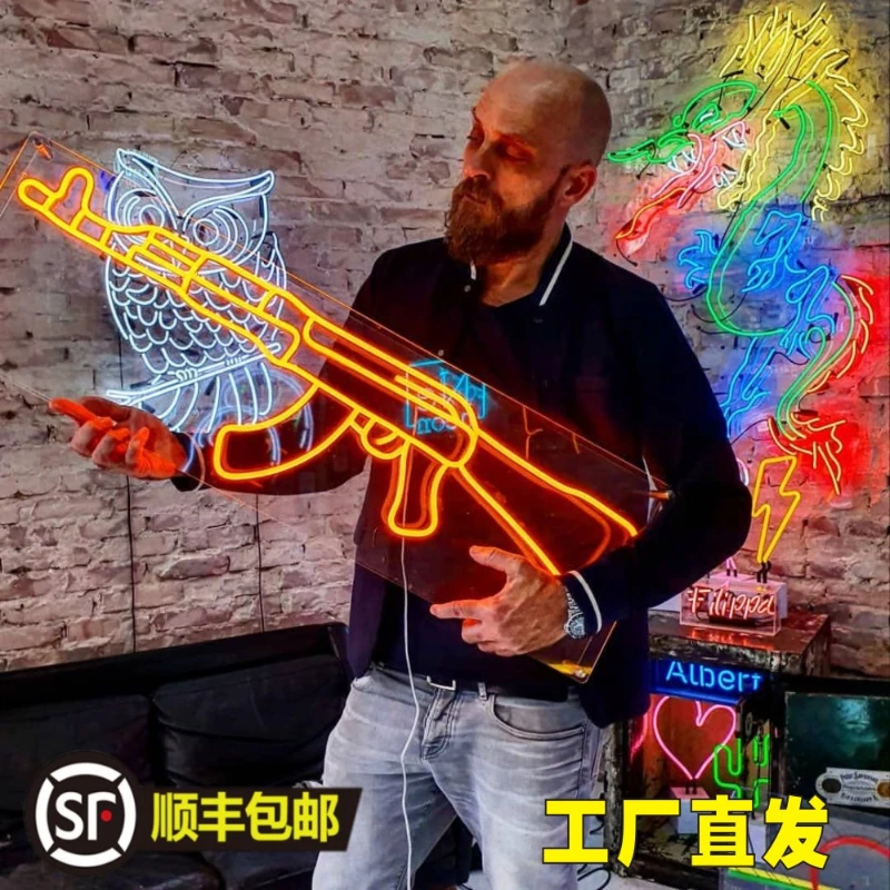 Customized Hua Ming Ins rocket astronaut styling creative acrylic LED neon net red shop decoration check-in