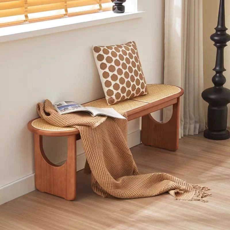 

Nordic modern medieval style, small apartment living room home dining room, homestay hotel solid wood rattan dining chair
