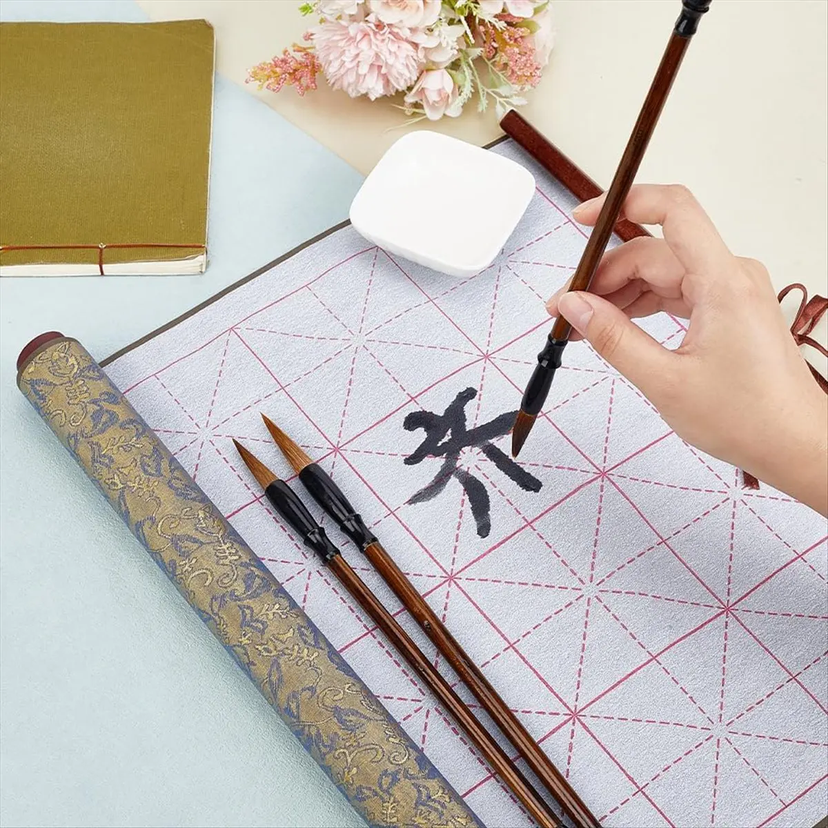 A56K Reusable Water Writing Magic Cloth Inkless Chinese Calligraphy Set of 3 Traditional Calligraphy Writing Brush Pens Set 2