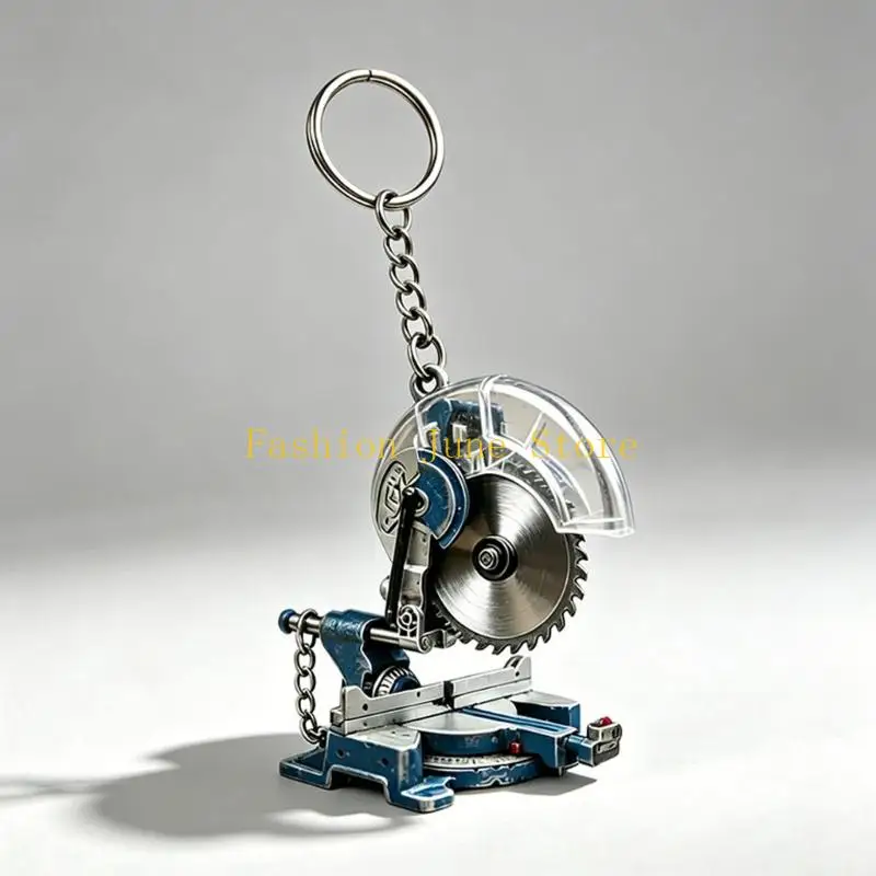 Mini Saw Keychain Charm Acrylic Tool Accessory with Metal Ring and Short Chain, Industrial Style Pendant for Keys, Backpack Char