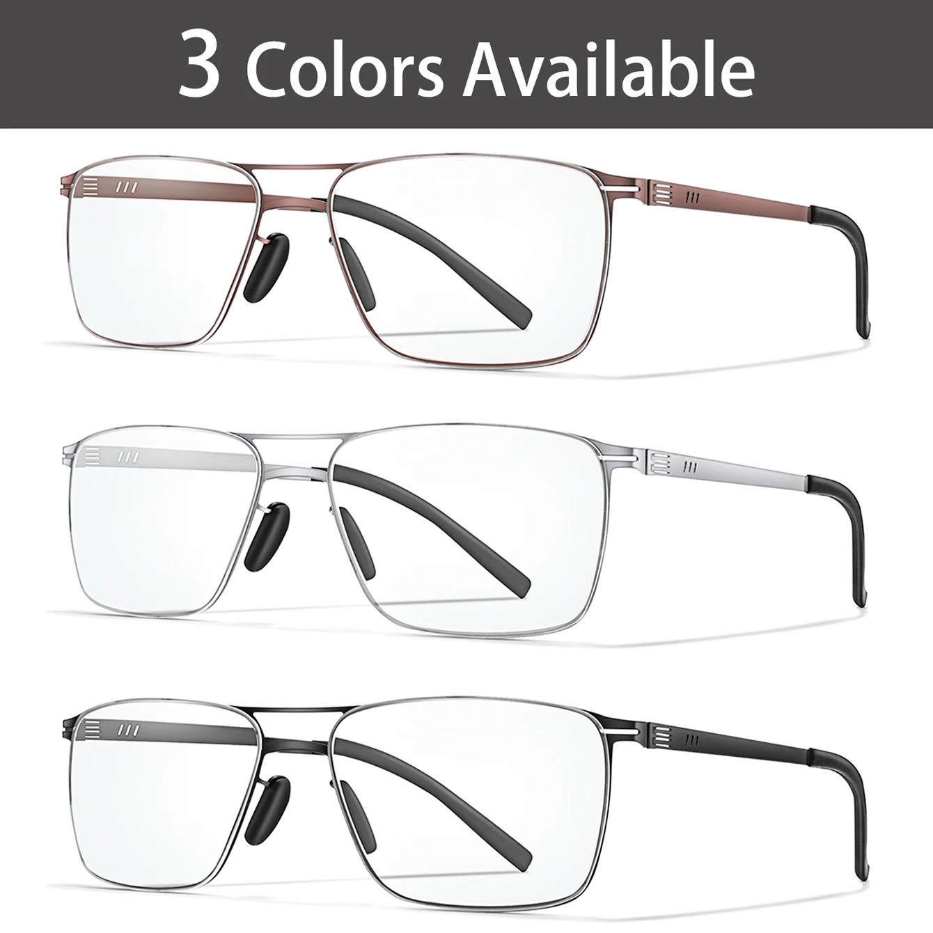 Fashion Photochromic Reading Glasses Vintage Rectangular Metal-Frame Eyeglasses Presbyopic Glasses daily wear