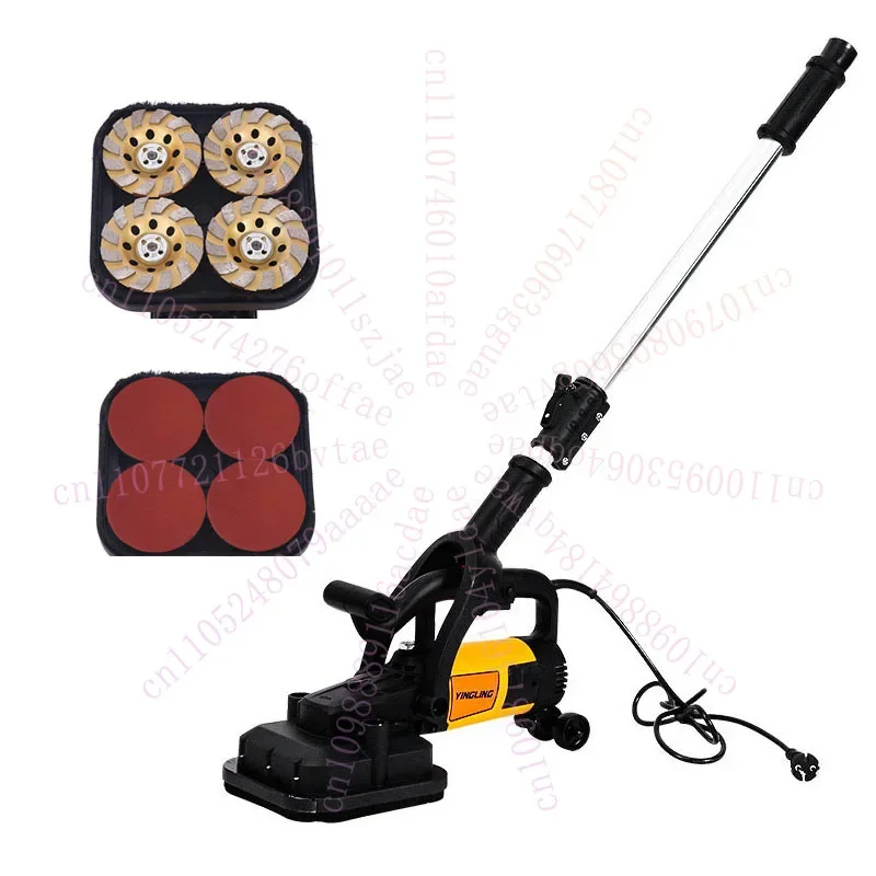 Multifunctional Four Head  Cement Wall Rough Grinder Dust-free Plasterer with Extension Rod Walls Concrete Floors Polish Tool