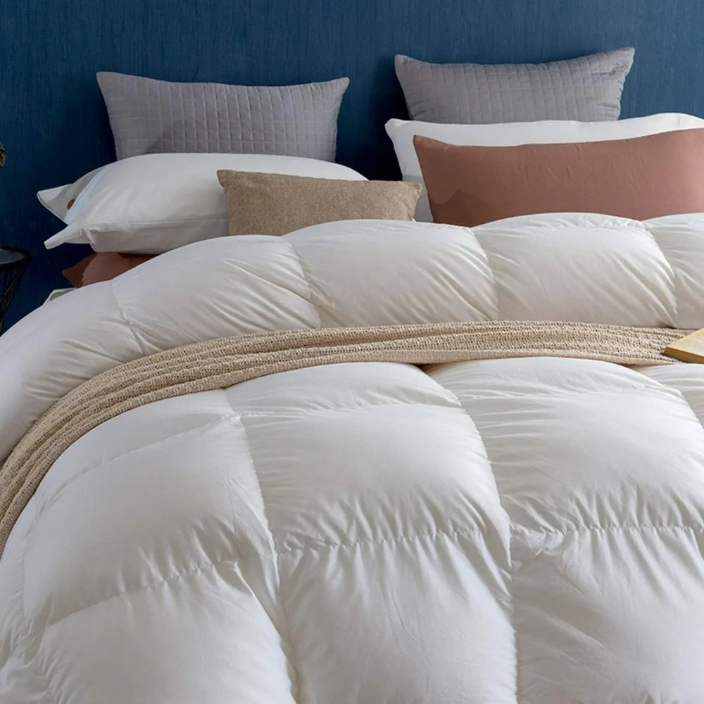 

Premium Feathers Down Comforter Queen Size All Season White 100% Cotton Cover Full Szie Down Duvet Insert with Corner Tabs