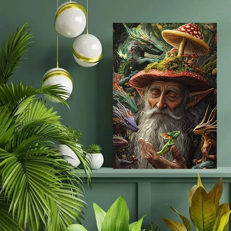 1000pcs Adult Puzzle, 27.56x19.69 Inches Large Size, Elf Grandpa and Dragon Jigsaw – Perfect for DIY Creative Fun with Family
