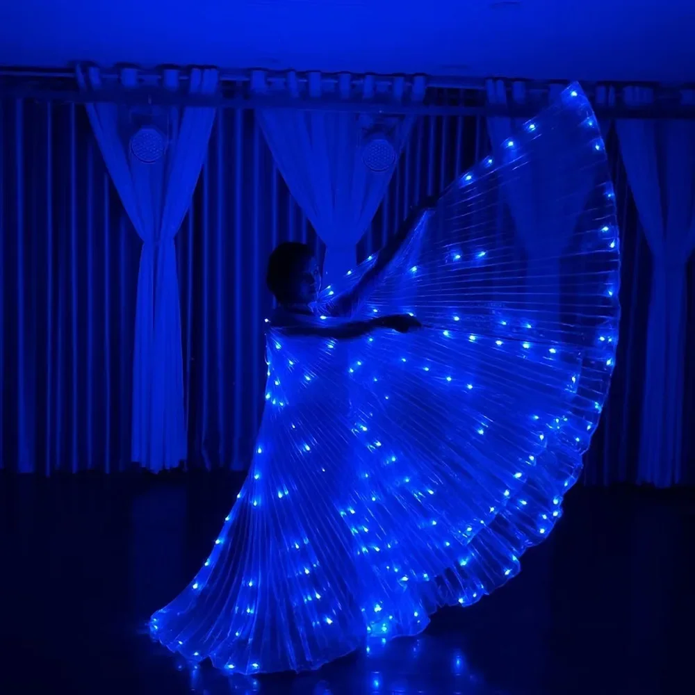 Blue White Auto Flash Led Isis Wings Belly Dance Stage Performance Light Wings Costumes Carnaval Party Show Dancewear
