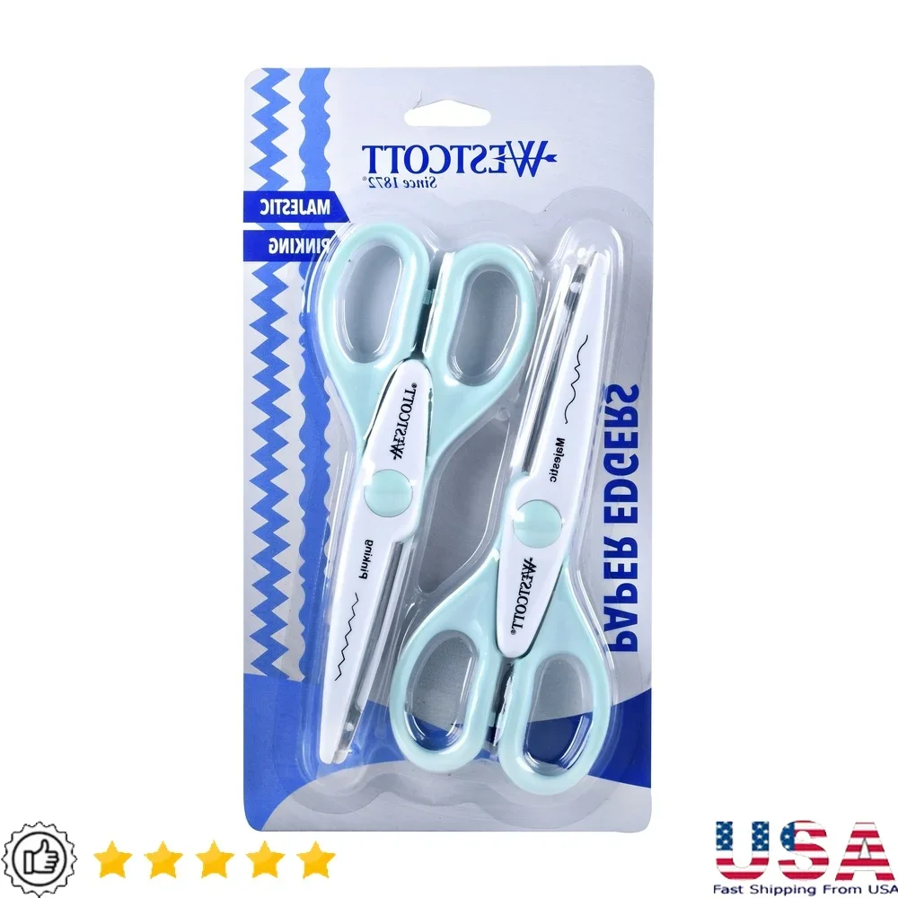 

Decorative Crafting Scissors 6 Inch Set Majestic Pinking Patterns 2 Pack Fun Easy to Use Scrapbooking School Projects