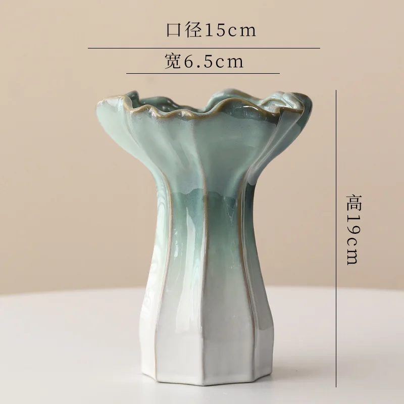 European creative ceramic vase ornament, living room entrance flower arrangement ornament, flower ware, retro pottery pot