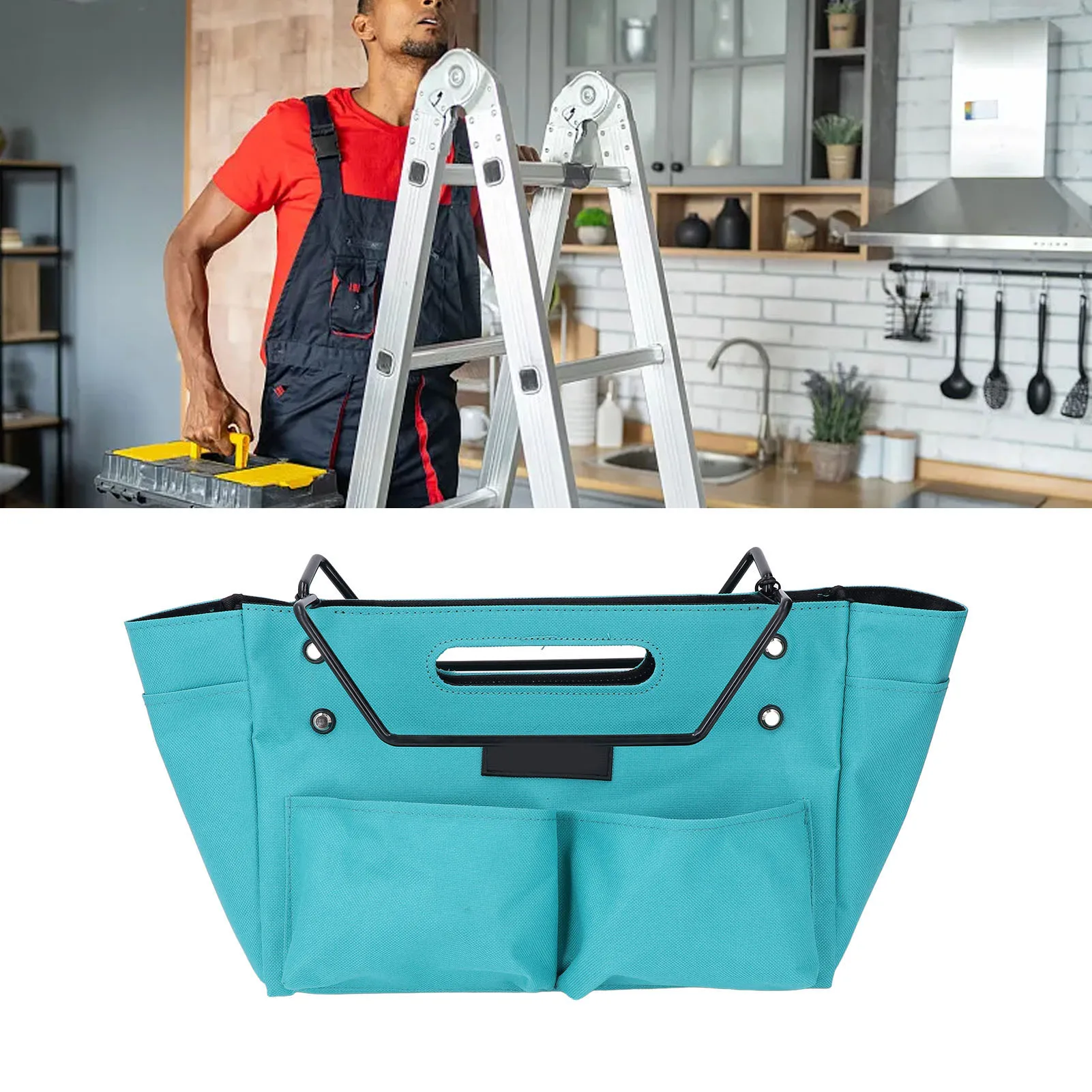 ZK30 Ladder Tool Pouch Oxford Cloth Portable Multifunctional Foldable Ladder Tool Storage Bag Ladder Tools Storage Bag