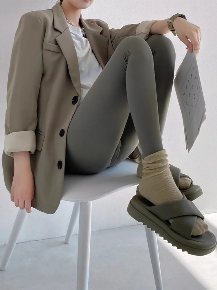 

High Waist Women's ark Skin Yoga Pants Fce Lined Warmth Tummy Control Butt Lifting Outdoor Wear Spring Autumn New Sle