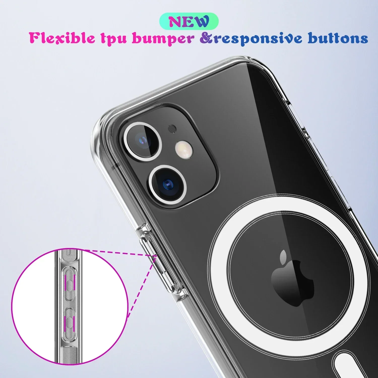 حافظة مغناطيسية للشحن اللاسلكي Magsafe لهاتف آيفون 16 15 14 13 12 11 Pro XS Max XR X 8 7 Plus SE 2020 غطاء أكريليك بحافة من البولي يوريثان