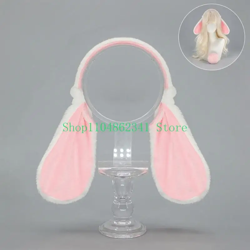 

652F Rabbit Ears Hairhoop/Tail Bendable Hairband For Adult Teens Anime Theme Event
