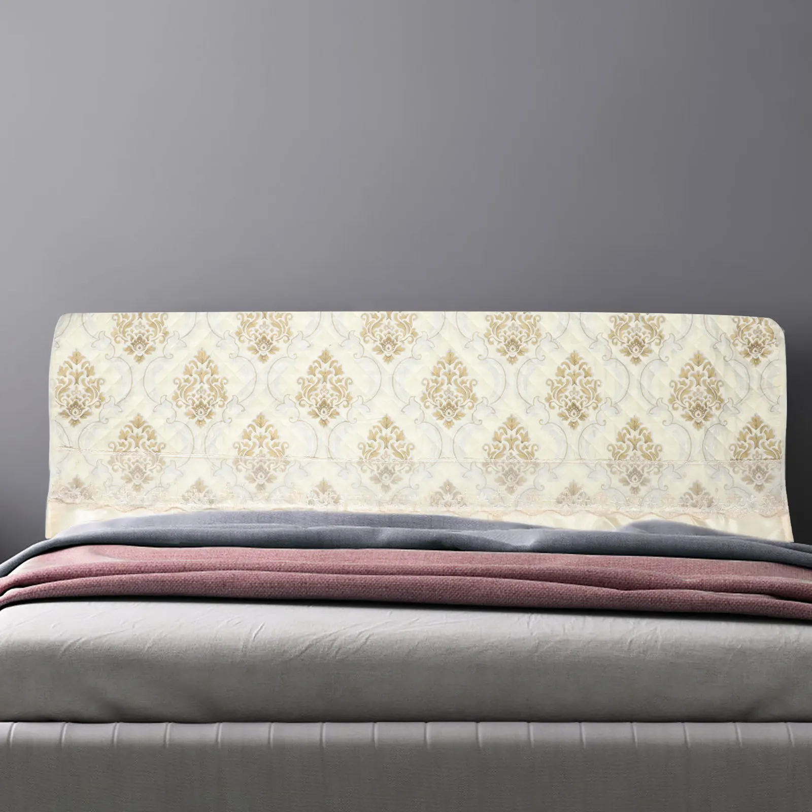 

Elastic Headboard Cover 1.8m Bed Thickened Quilted Design Stain Resistant Protector Comfortable Back Support for King Queen Size