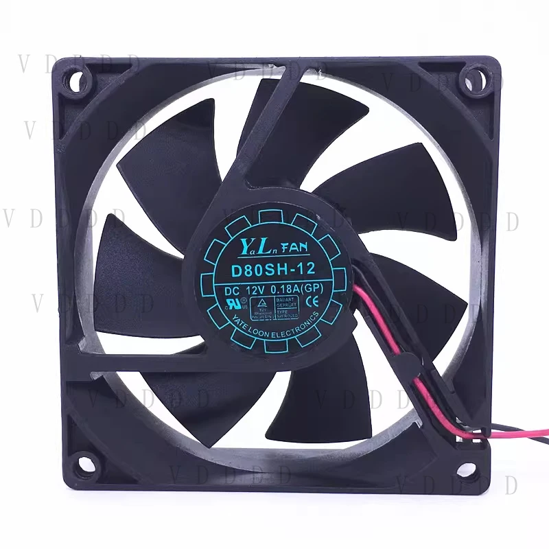 

LL for 1PCS YATE LOON D80SH-12 DC12V 0.18A 2-Wire Chassis Cooling Fan 8025 8CM