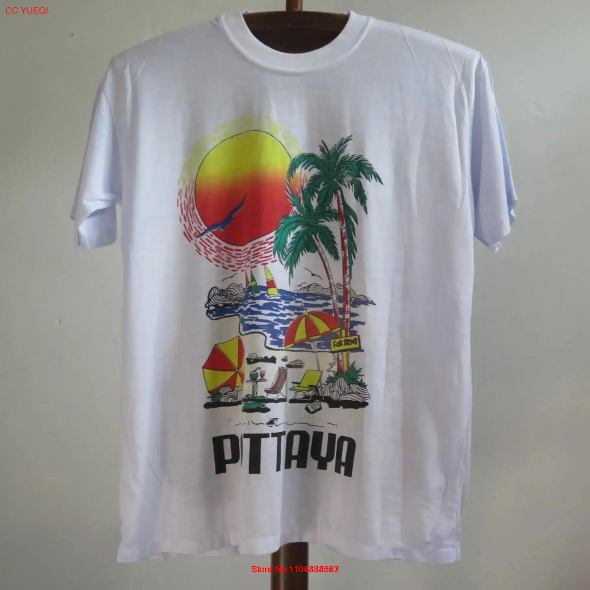 Vintage Pattaya Beach T Shirt 80s 90s Tourist Survival Rare Thailand Designer Thai Art