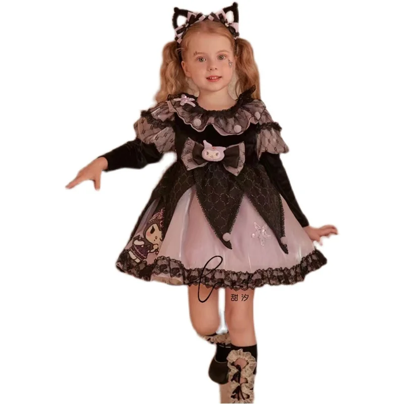 Handmade Autumn Girls Dress Long Sleeve Lolita Princess Dress Cosplay Dress Birthday Girls Halloween Costumes