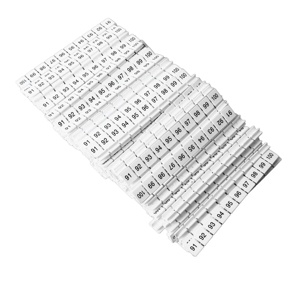 

100 шт. для клеммной колодки UK10N, маркировочная этикетка серии ZB10, нейлоновый материал, клеммная колодка, этикетка, легкий номер резки 91-100