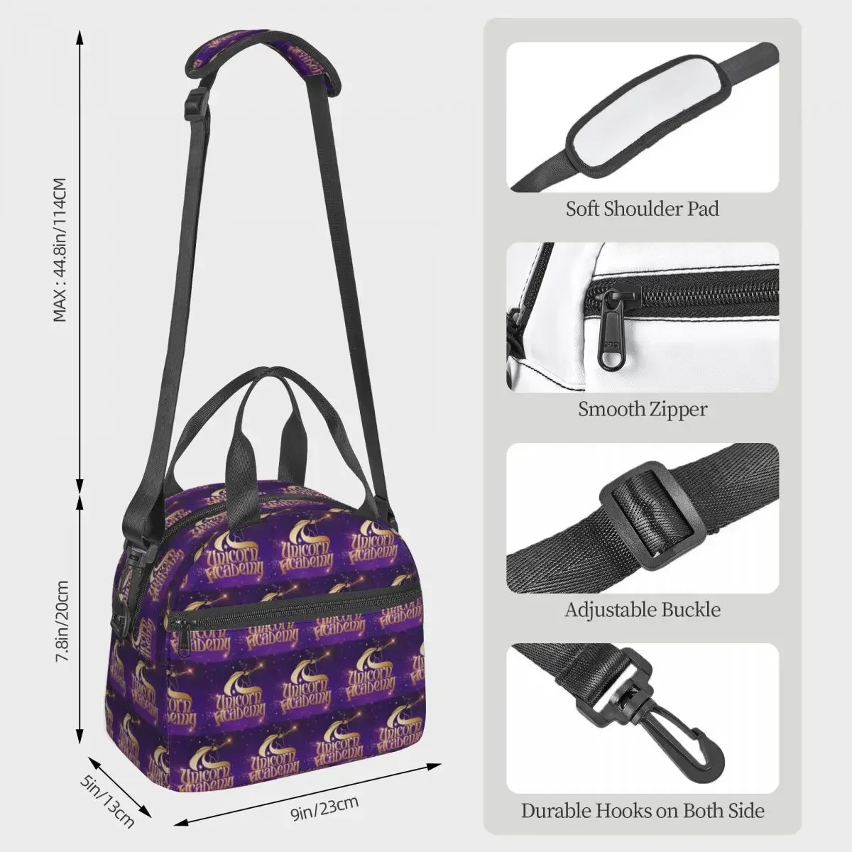 Unicorn Academy Insulated Lunch Bag for Women Office Cooler Thermal Box Tote Portable Lunch Boxes